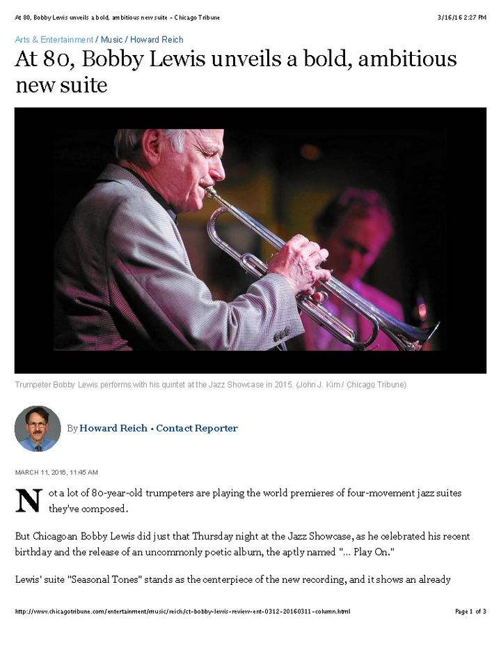 At 80, Bobby Lewis unveils a bold, ambitious new suite - Chicago Tribune Page 1