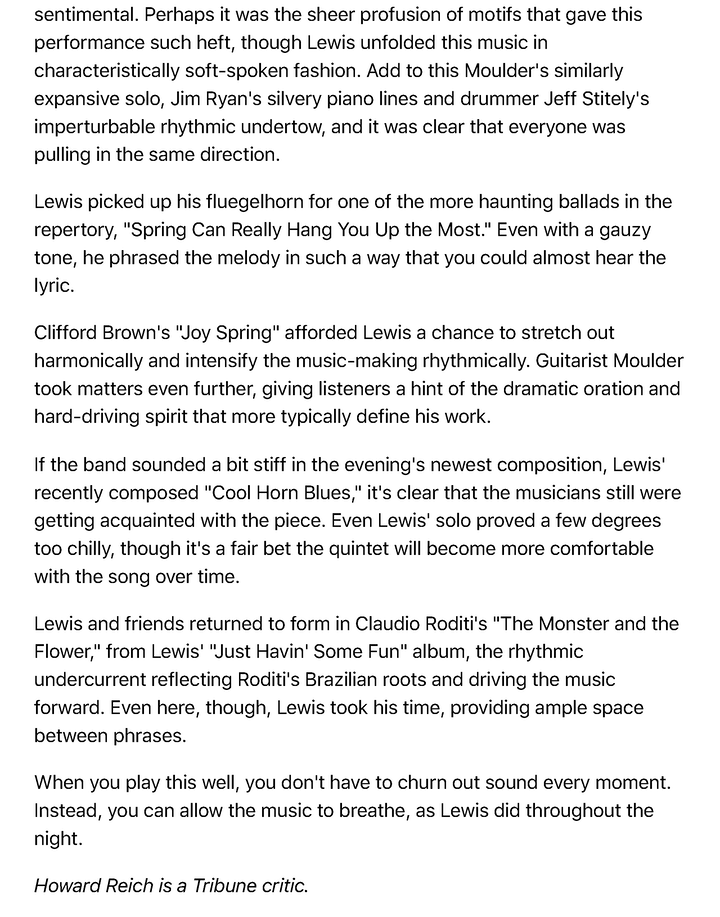 Tribune Review  May 5 2017 Trumpeter Bobby Lewis celebrates spring in soft-spoken tones - Chicago Tribune Page 3